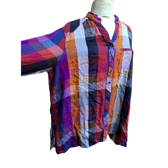 Melissa McCarthy Seven7 Plaid Shirt Womens Sz 2X High Low Button Up Top Preppy - Picture 2 of 11